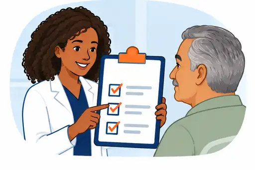 Dr. Lamb reviewing a personalized surgical plan with a patient